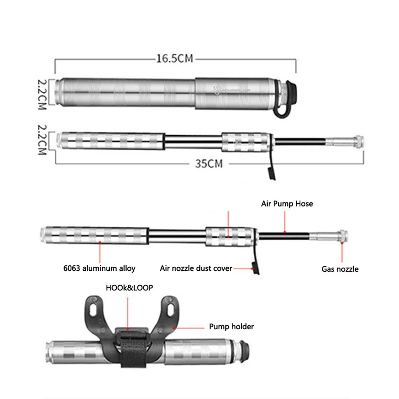 Portable Mini Ultralight Bike Pump Aluminum Alloy Durable Mountain Road Bicycle Tire Air Inflator Basketball Football Pump Tools