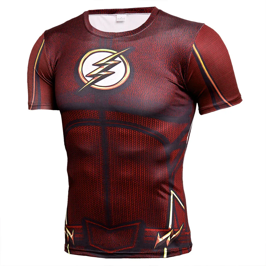 

Compression Shirt Flash T-shirts Short Sleeve Avengers Superhero Shirts Fitness Men Exercise Bodybuilding Quick Dry Tops Male