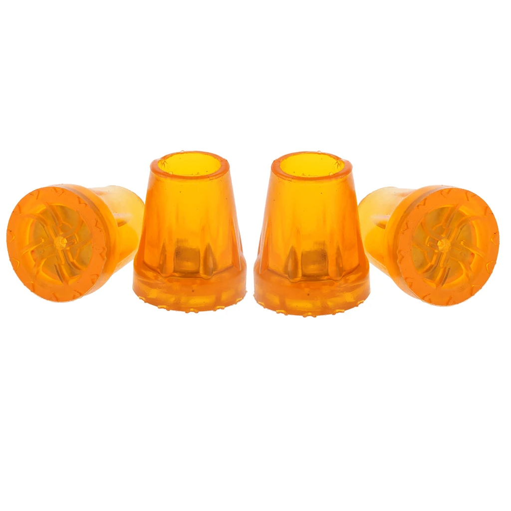 Pack of 4 Professional Anti Slip End Crutch Cane Rubber Leg Feet Tips Walking Stick Crutch Cane Replacement - Orange, Dia 1 inch