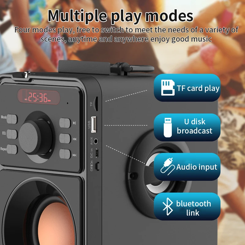 Многофункциональный Bluetooth 4,1 динамик Портативный Открытый громкий динамик s беспроводной мини 10 Вт стерео музыка объемный Поддержка FM TF карта