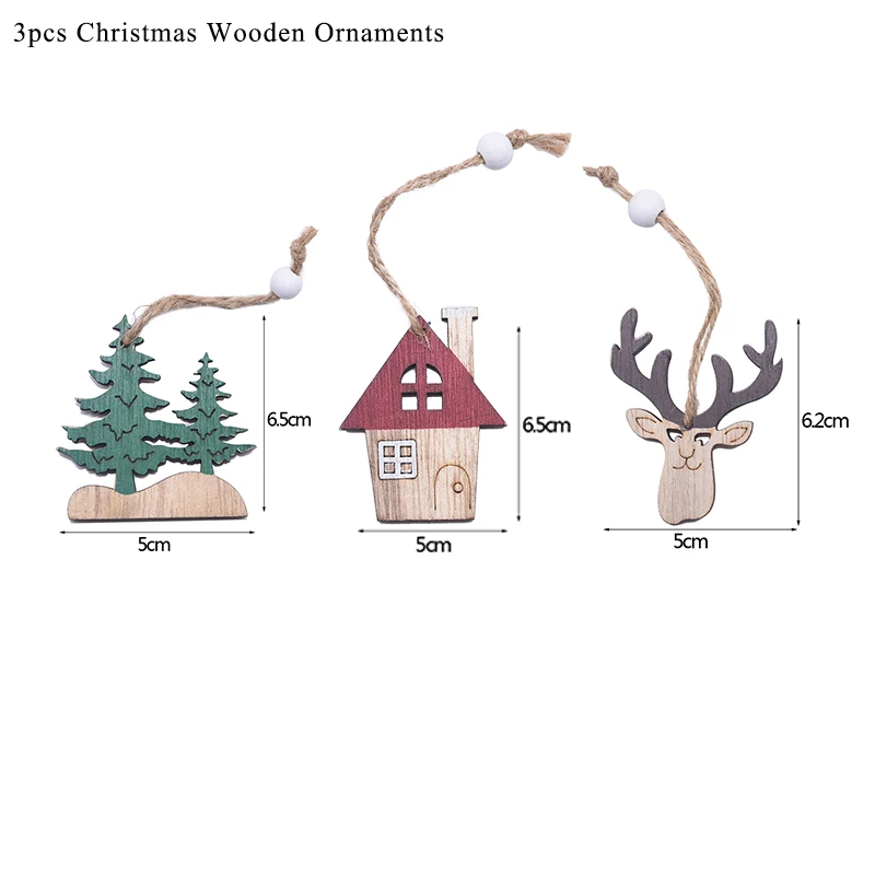Рождественский деревянный знак, рождественские украшения для дома, Подвесные Украшения для рождественской елки, декоративные принадлежности, новогодние подарки - Цвет: 3pcs