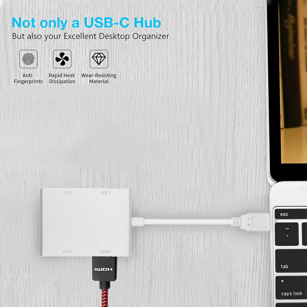Прямая поставка Высокое качество USB 3,0 к DVI VGA HDMI HD LAN Ethernet RJ45 гигабит 4 в 1 конвертер адаптер Лидер продаж#1031