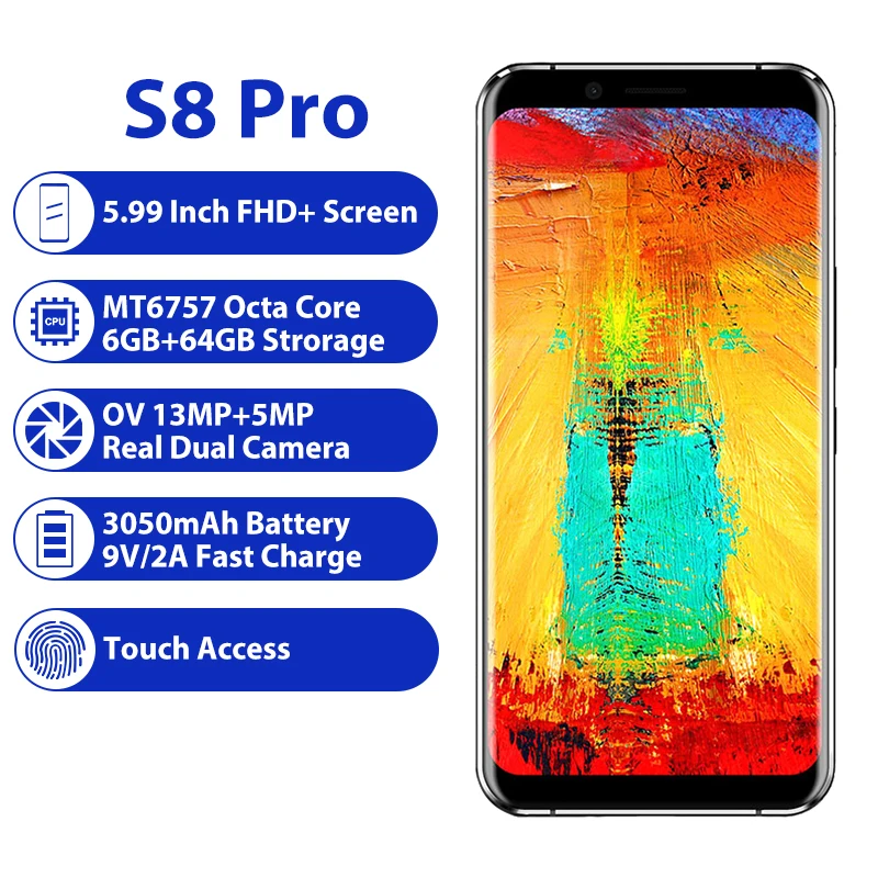 LEAGOO S8 Pro 6GB 64GB 5,99 ''18:9 мобильный телефон Android 7,0 MTK6757 Восьмиядерный 13,0 МП отпечаток пальца ID 4G смартфон