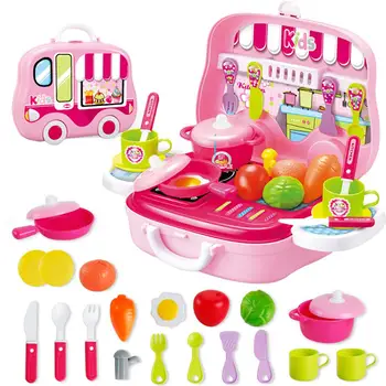 

25PCS/Set Children Pretend Toy Simulation Kitchenware Tableware Portable Puzzle Toy