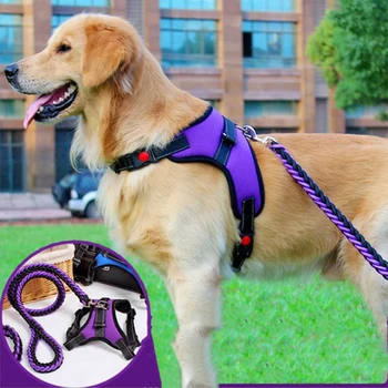 

Pet Collar Large Dog Harnesses Color Nylon Traction Rope Vest Set Walk Large The Chain For Supplies Pet Leash Dog Dog Medium