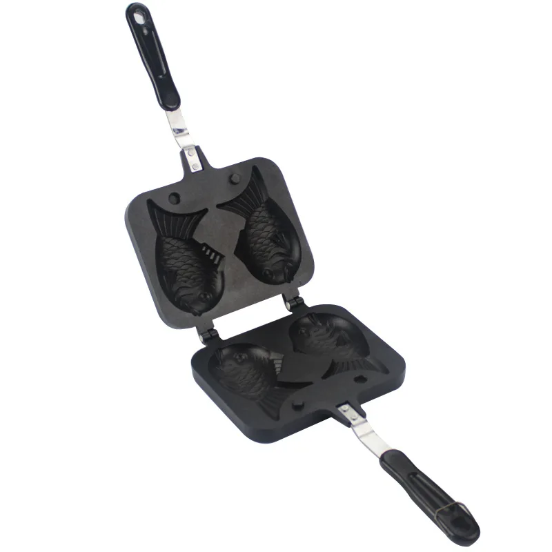 

Hot Sale Taiyaki Double Fish Shaped Hot Dessert Waffle Cake Maker Pan Japanese Pancake Double Pan Fry Pan