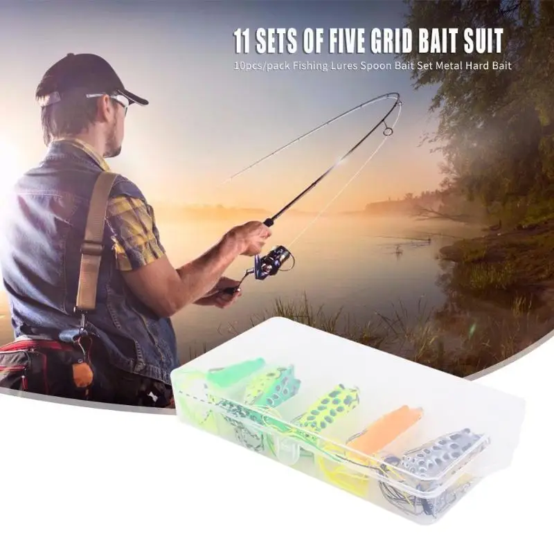 Durable Fishing Lures Multi-function 5pcs ABS Artificial Double Hook Ray Frog Fishing Lures Baits Wobblers Crankbaits