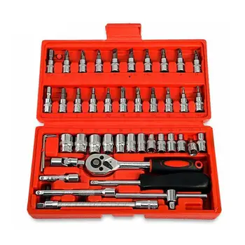 

1/4 46 Piece Set Small Quick Ratchet Sleeve 6.3mm Auto Repair Sleeve Auto Maintenance Tool Set Hardware