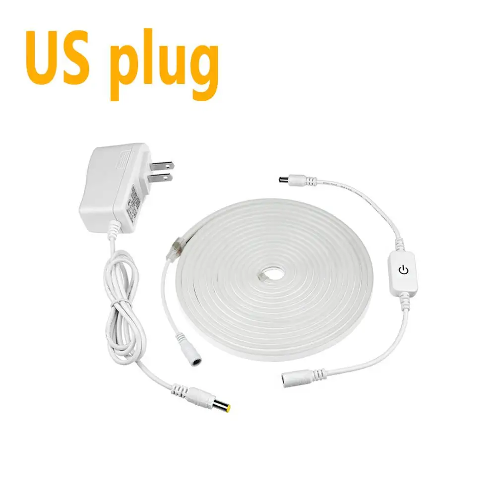 US Dimming Set 1 м, 2 м, 3 м, 4 м, 5 м, Светодиодная лента, светильник на заднюю панель, 2835 ленточный неоновый светильник с 12 В, блок питания с регулируемой яркостью, набор для шкафа, Кухонный Светильник ing - Испускаемый цвет: US Dimming Set