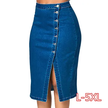 

Skirts Womens Fashion Denim Pencil Skirt High Waisted Blow Knee Blue Jeans Skirts Solid Color Party beach skirt pleated Summer