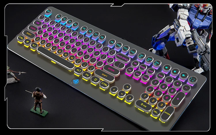 MK9 механическая клавиатура в стиле стимпанк с зеленой осью Rgb Ретро 108 круглыми