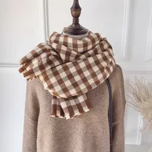 

Plaid Scarf for Women Autumn And Winter Students Korean Warm Long Scarves Men Scarf Imitation Cashmere Bib Unisex Scarves