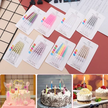 

10pcs Thread Color Birthday Candles With Stand Cake Candle Event Party Supplies Wedding Party Decoration