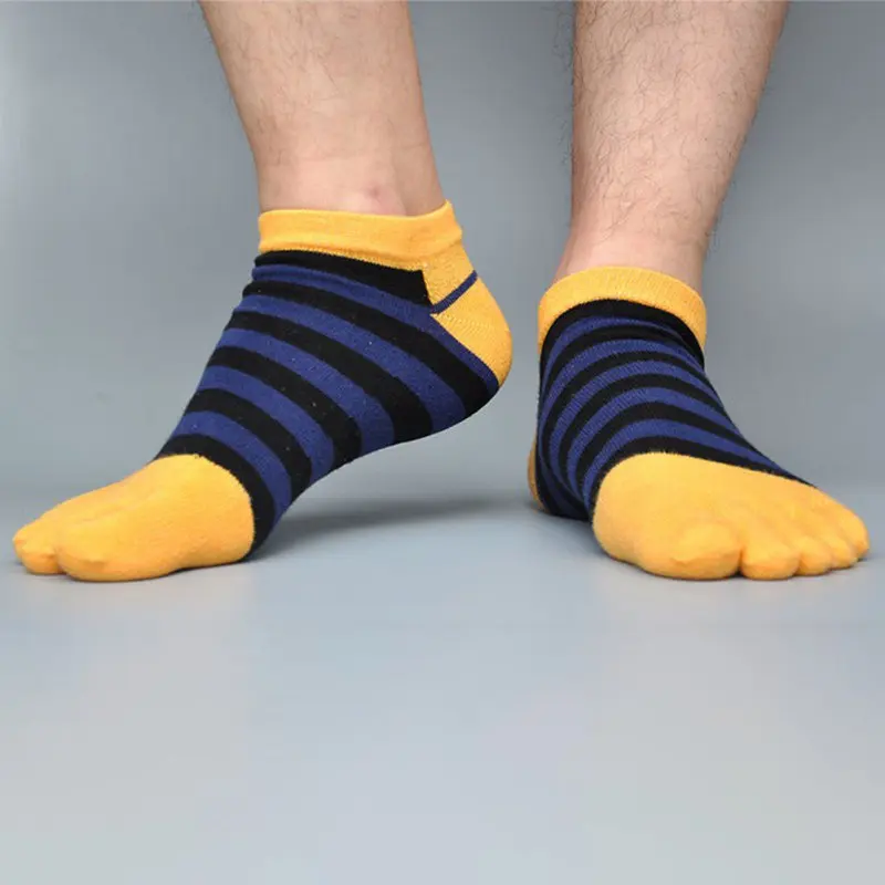 Мужские хлопковые носки с носком дышащие впитывающие пот полосатые носки с пятью пальцами летние мужские носки T