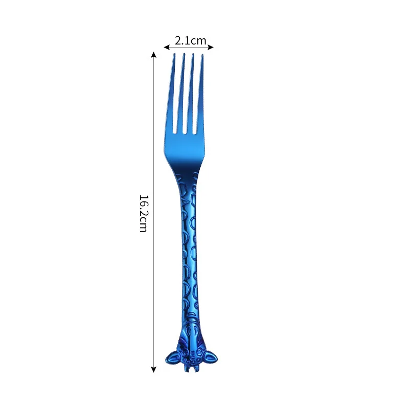 1 шт/2 шт из нержавеющей стали, дессертная салатная набор ложек и вилок радуги для питья супа ложка аксессуары для мелкой посуды нулевые отходы - Цвет: blue fork