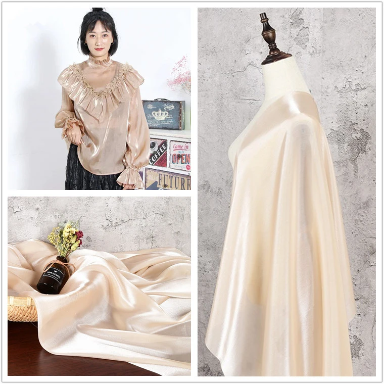 Beige glass illusory color sunlight pearl net fabric ice flower diamond bright luster flash yarn | Дом и сад