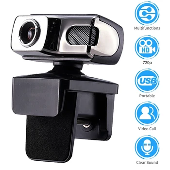

1 Megapixel USB Webcam With Mic 360 Rotation USB2.0 Driver-Free Video Chat Web Camera 720P HD Computer​ Camera For Windows