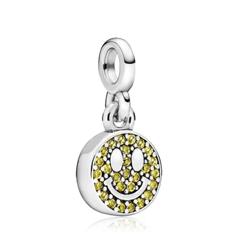 

Smiley crystal pendant charms fit original pandora bracelet diy bead jewelry making bangle for women gift