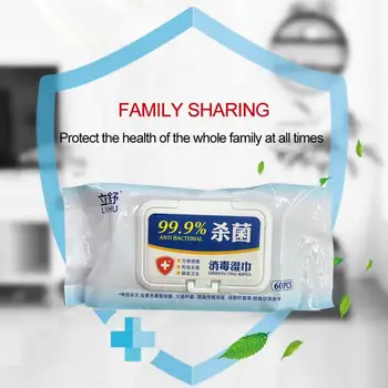 

60 sheets Disposable Disinfection Safety Wipes Car home Cleaning Wet Wipes Without Alcohol Aid Cleaning Tissue