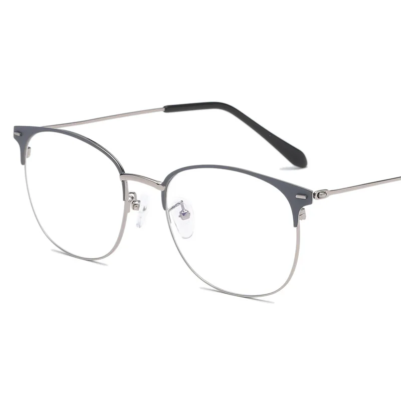 Black silver frame Компьютерные анти-голубые легкие очки прозрачные женские мужские очки оправа прозрачные Модные Повседневные очки большие синие блокирующие - Цвет оправы: Black silver frame