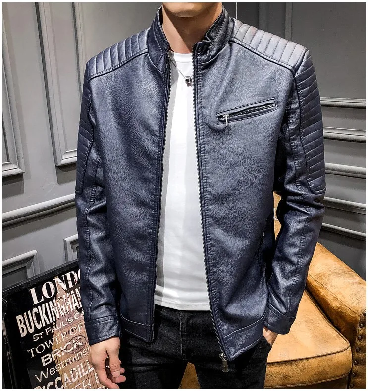 Модный бренд High Street искусственная кожа для мужчик куртка Байкер Slim Fit замшевые куртки для мужчин Твердые молнии ПУ Топы пальто DS50869