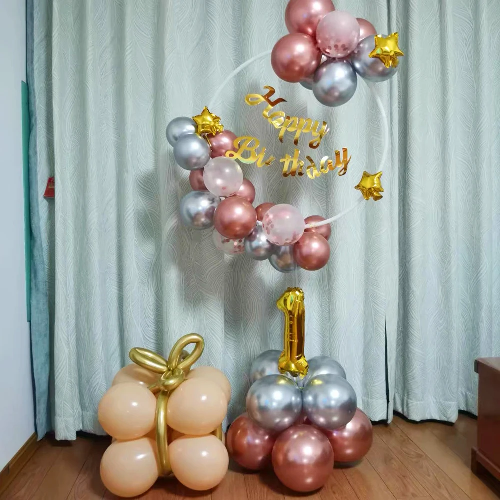 2 Colonnes de Ballon de 1,5 m, 2 Supports de Table de Ballon, 10 Clips