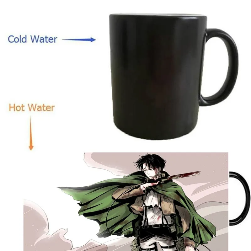 

Attack On Titans levi mugs morphing coffee mug heat reveal Heat sensitive mugs magical heat-reactived wine