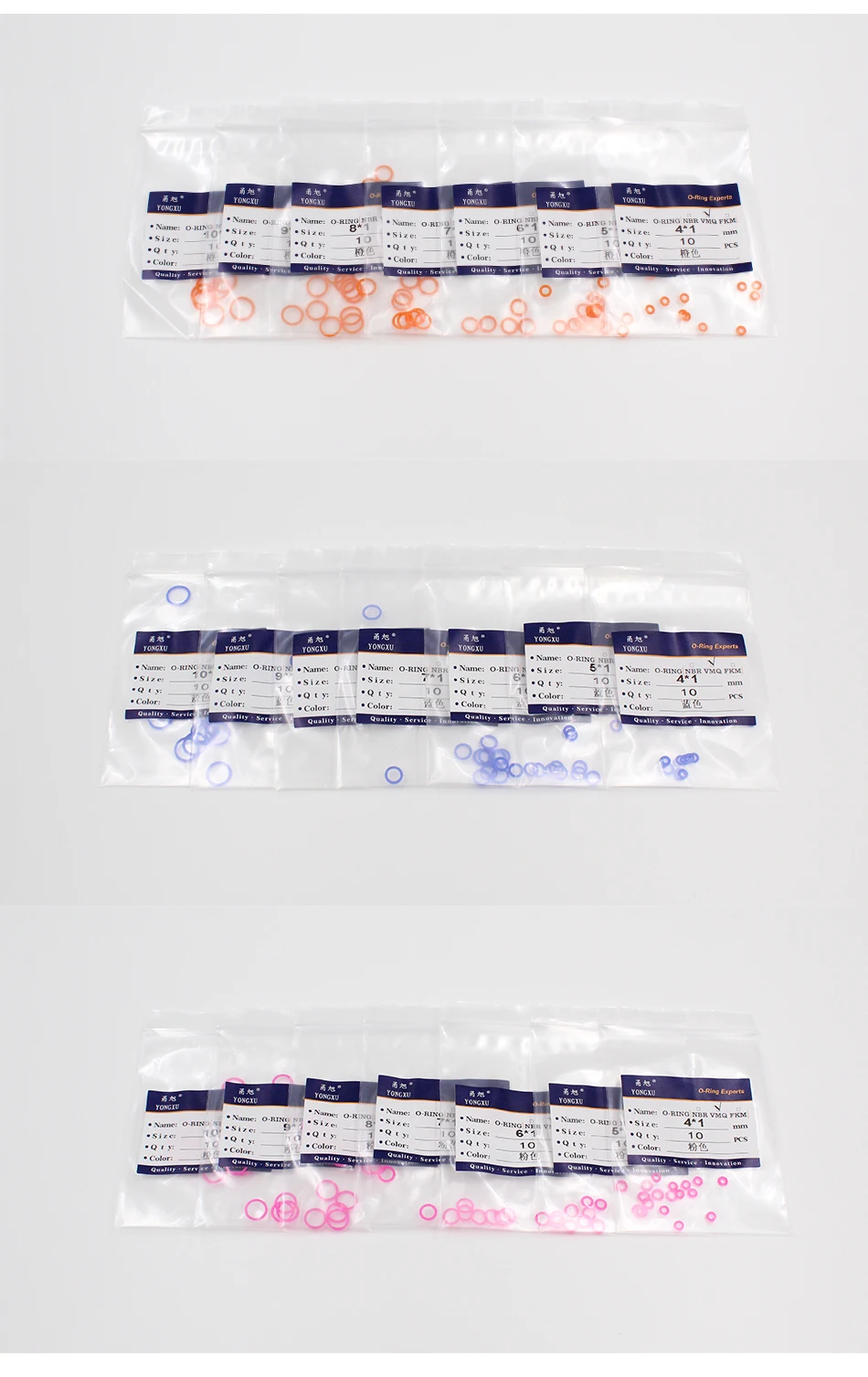 Description Picture 4 of item10PCS/Lot Colorful Silicon Rubber O-Ring Silicone/VMQ Thickness 1mm OD4/5/6/7/8/9/10mm O Ring Seal Rubber Gasket Ring