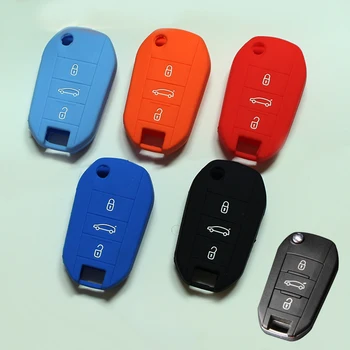 

Car Styling Fold Silicone Key Cover For 3 Buttons Peugeot 207 301 307 308 308S 408 508 2008 3008 High Quality Car Key Case