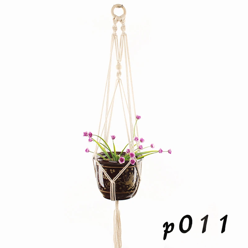 Белая Подвеска для растений из макраме висячий цветочный горшок вешалка держатели для растений плетеная веревка подвесная корзина для растений домашний декор для улицы - Цвет: p0011