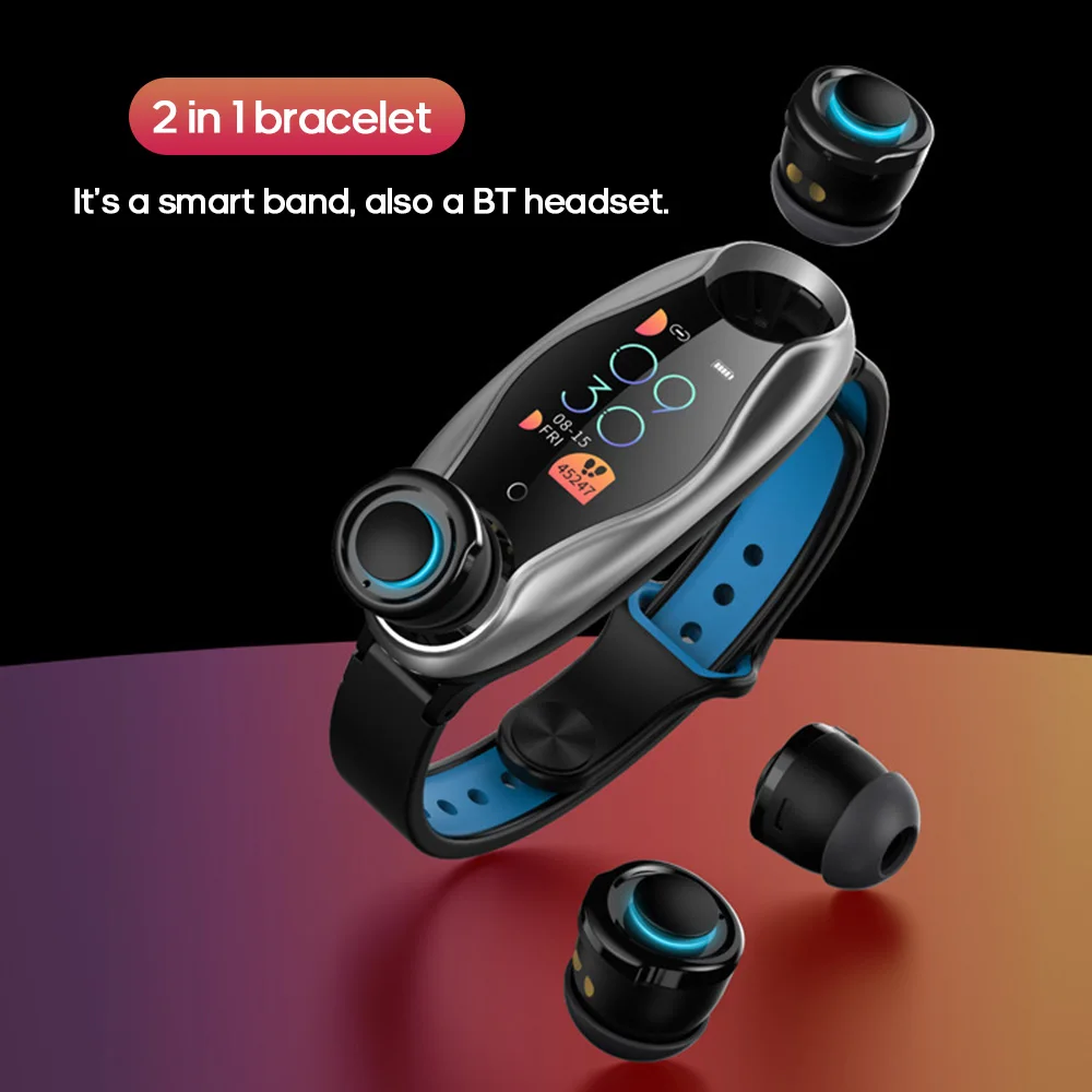Умные браслеты с наушниками Bluetooth 5,0 спортивные наушники Smartband кровяное давление для Android iOS IP67 водонепроницаемые наручные часы