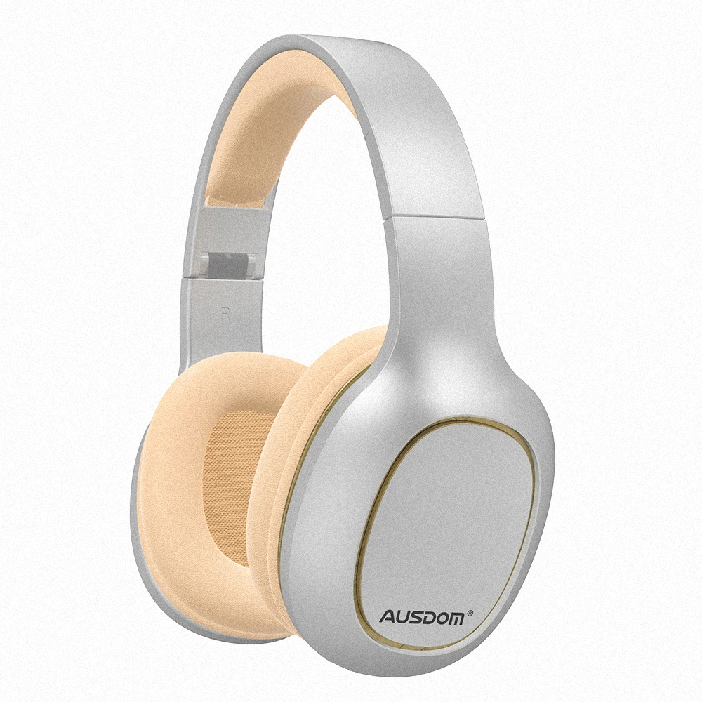 New Silver Ausdom M09 беспроводные наушники Bluetooth наушники с микрофоном беспроводная гарнитура Bluetooth гарнитура стерео Поддержка SD карты - Цвет: New Silver