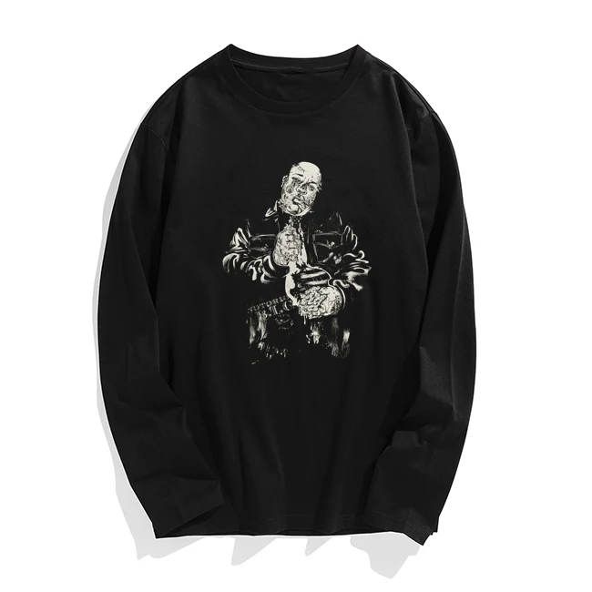 Men'S T-Shirt Zombiggie Print Casual Mens O-Neck T Shirts Fashion Men'S Tops Men T-Shirt Long Sleeve Men Tshirt