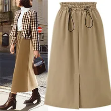 Для женщин высокая jupe femme hiver Винтаж Талия шнурок юбка сплошной цвет тюль Сплит Прямые Вечерние Длинная зимняя юбка# G3