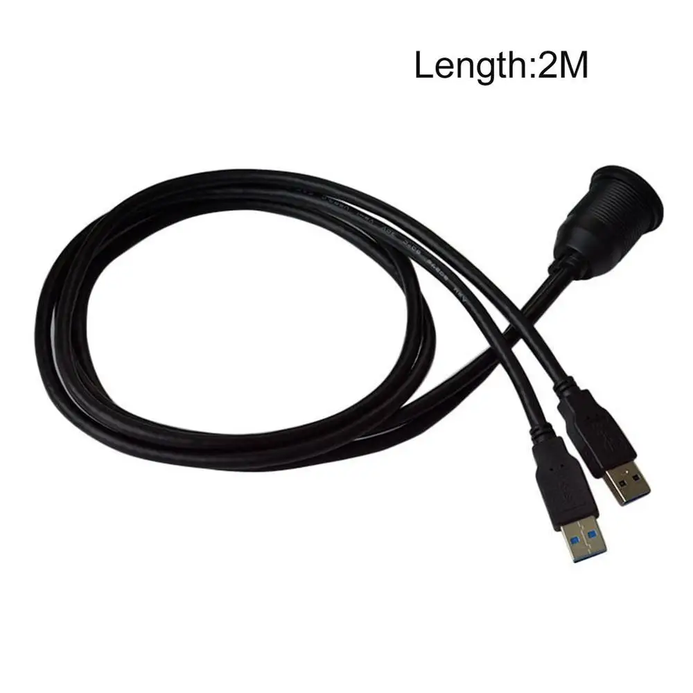 2M USB 2,0 порт папа-мама Удлинительный кабель Водонепроницаемый Заподлицо Двойной USB док-станция адаптер приборной панели Пан для автомобиля мотоцикла - Название цвета: 2M