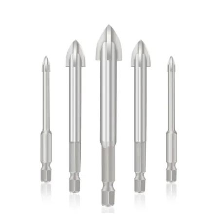 5/10Pcs Efficient Universal Drilling Tool High-Performance Utility Tools Multifunctional Cross Alloy Drill Bit Tip For Woodwork 5PcsSilver
