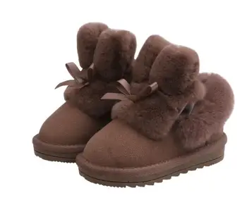 

Rabbits Ears Boots Girls Suede Toddler Winter Boots Warm Fur Winter Shoes for Girl Bow Band Baby Snow Boots Kids Footwear