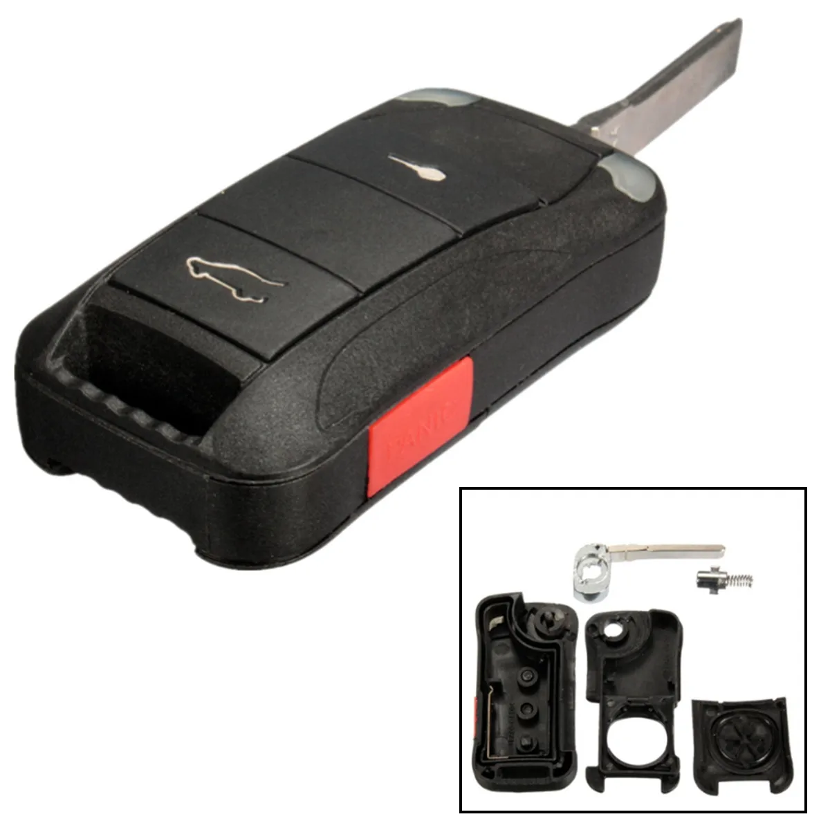 2 кнопки + паника Автомобильный Брелок дистанционного управления с ключом чехол в