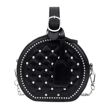 

Fashion Round Women Leather Bag Luxury Quilted Small Shoulder Bags Women Travel Handbag Designer Famous Brand Purse