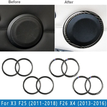 

4pcs Carbon Fiber Car Interior Door Speaker Cover Sticker Trim Stylish Decoration Accessories For BMW