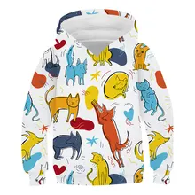 

2022 New 3D Printing Children's Hoodie Tile Cartoon Cat Girl Boy Casual Fashion Top 4-14T