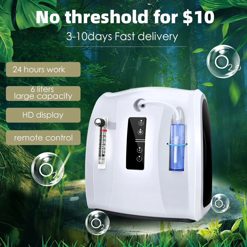 

DEDAKJ 1L-6L Adjustable Oxygen Concentrator Machine Portable Oxygen Machine Display for Home Travel Without Battery AC 110V/220V