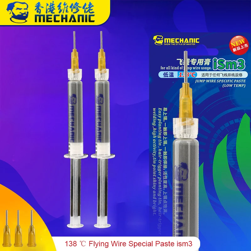 MECHANIC 3ML Jump Wire Specific Solder Paste Low Temperature 138℃ Tin for iPhone PCB BGA Rework Tool With 3 Needle | Инструменты