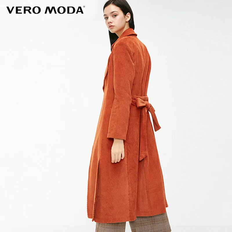 Vero Moda Осень Зима хлопок вельвет Сплит длинный плащ куртка женская| 318409508