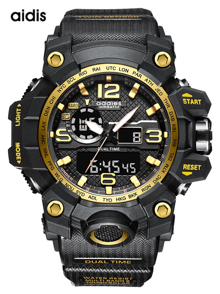 AIDIS мужские военные часы 30 м Водонепроницаемые наручные часы светодиодный кварцевые спортивные часы мужские relogios masculino спортивные S Shock часы мужские