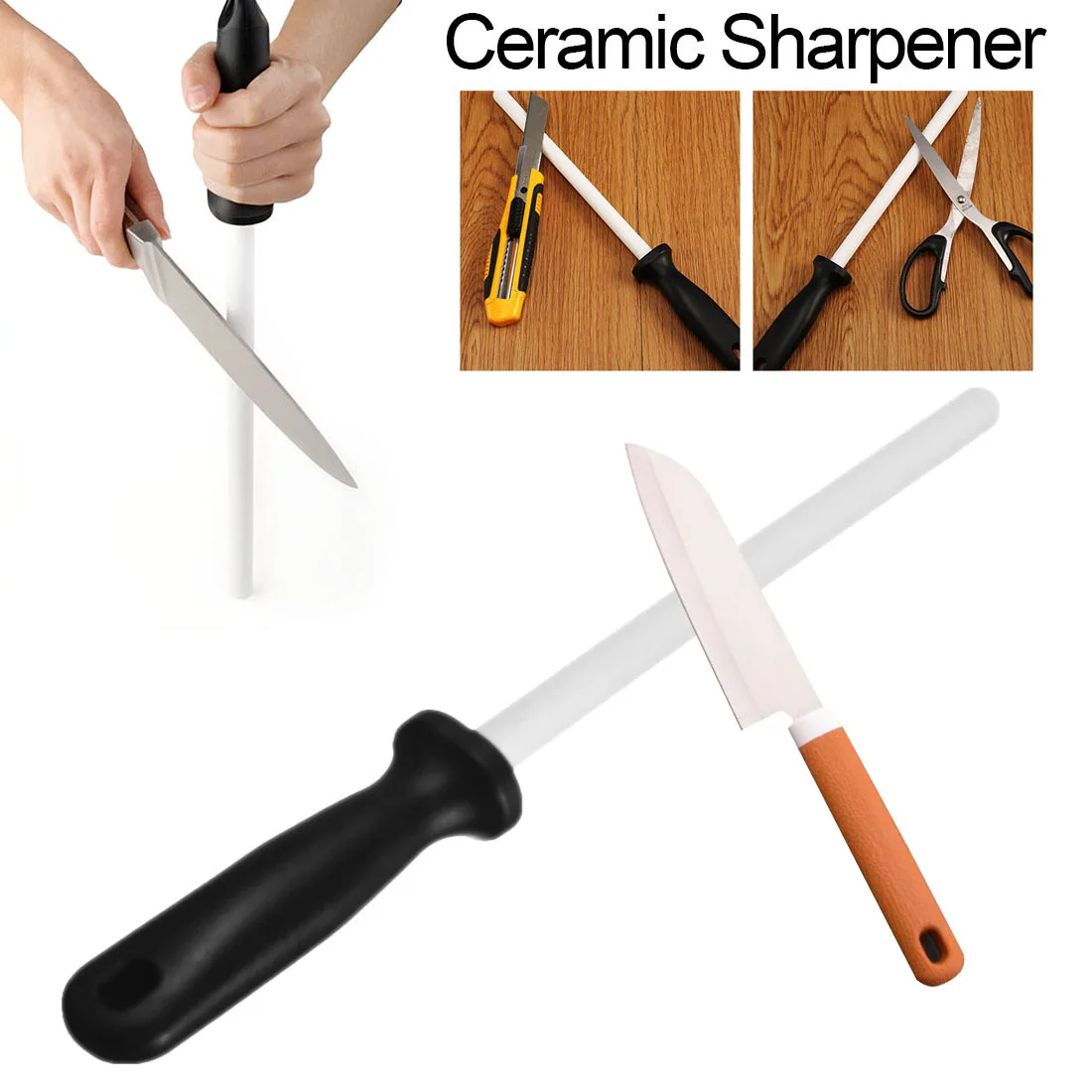 Knife Sharpener Sharpening Ceramic Rod ABS Handle Honing Knife