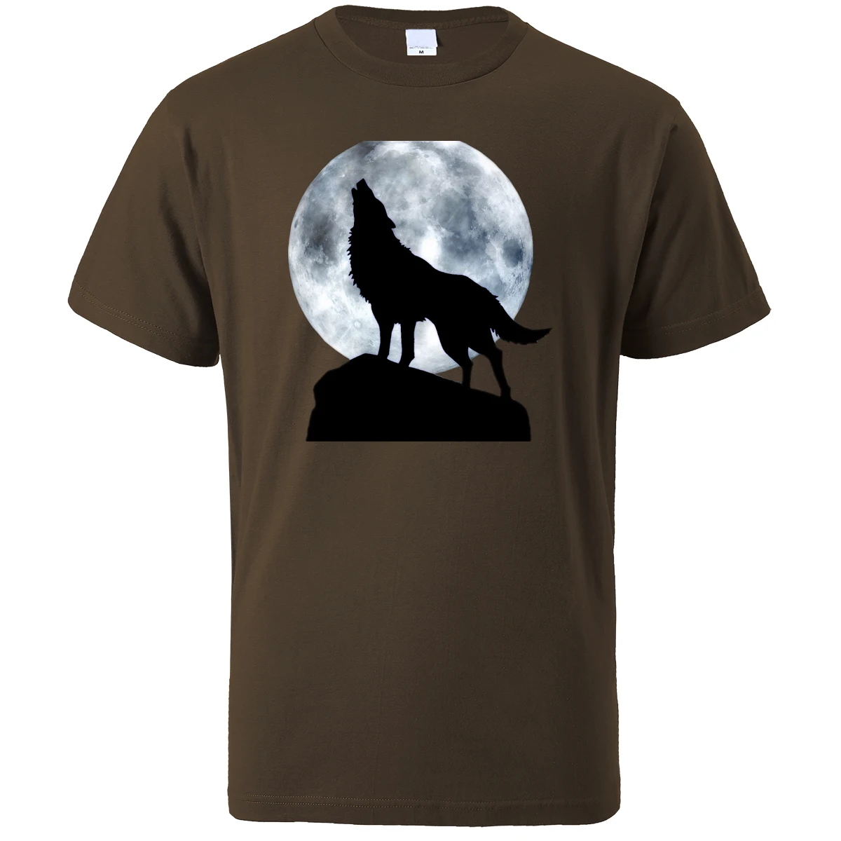 Moon Wolf мужские футболки винтажные толстовки с принтом Лето хип-хоп повседневные мужские топы хлопковая Футболка забавная футболка высокого качества - Цвет: brown6