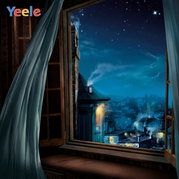 

Yeele Window Curtain Dusk City Light View Child Dreamy Castle Scene Photographic Backgrounds Photography Studio Photo Backdrop
