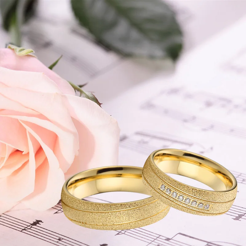 Свадебный набор колец для пар, 8 мм, подарок для мужчин и женщин, Дубай, золотой цвет, ювелирное изделие