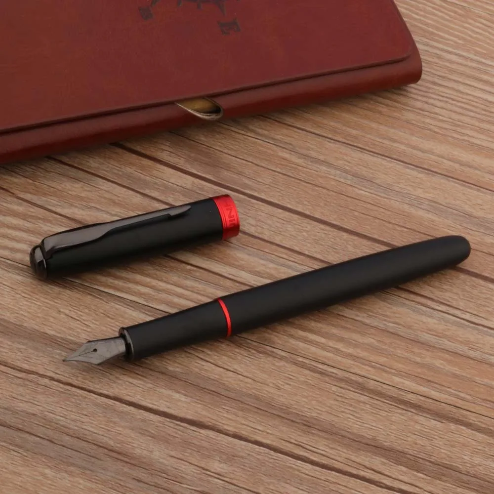 

High Quality JinHao 75 Fountain Pen Matte Black Red Feather Arrow Gun Gray Fude Bending Stationery Office Supplies